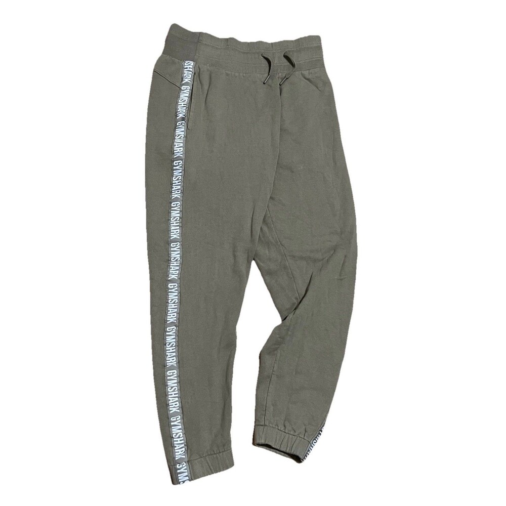 Gymshark Oversized Joggers Sweatpants Olive Green Khaki Stripe Logo Size Small